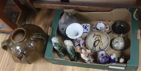 A large pottery vessel, various Japanese ceramics, etc.